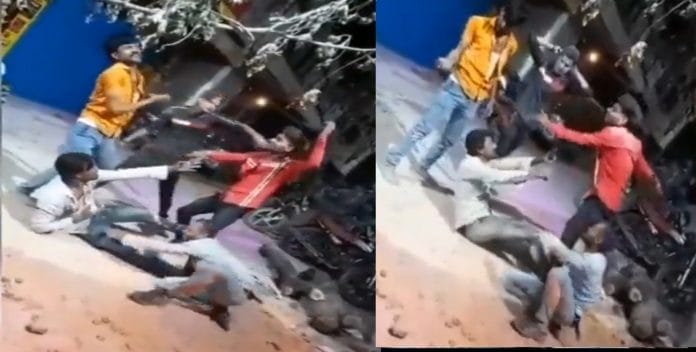 While dancing on Holika Dahan, the young man stabbed his chest with a knife. While dancing on Holika Dahan, the young man stabbed his chest with a knife.