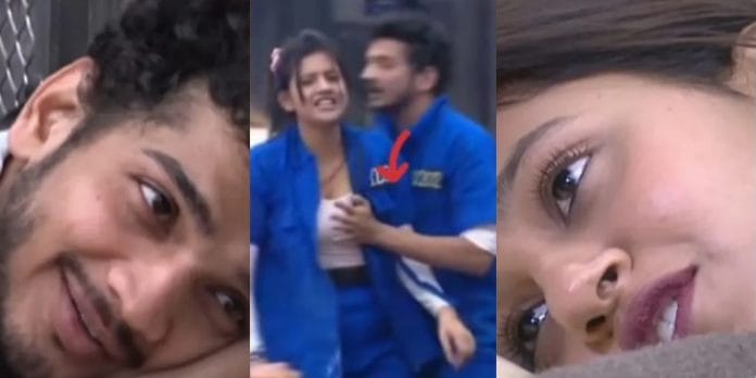 Munawar farooqi puts his hand on kacha Badam girl Anjali Arora chest oops moment video goes viral Munawar farooqi puts his hand on kacha Badam girl Anjali Arora chest oops moment video goes viral