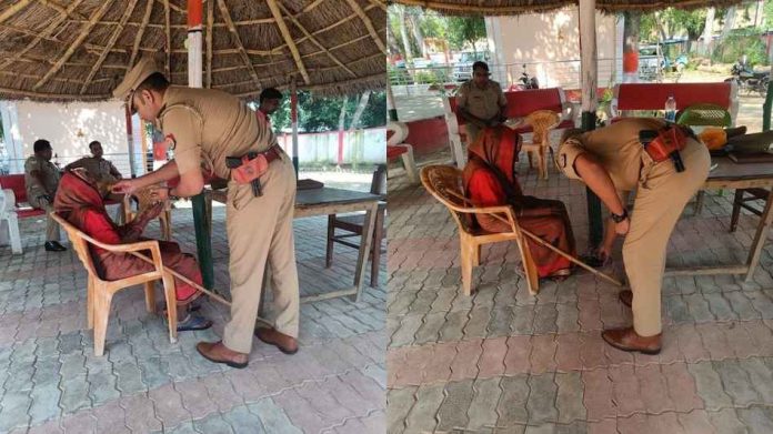80-year-old grandmother reached the police station with a complaint barefoot, the inspector wore slippers 80-year-old grandmother reached the police station with a complaint barefoot, the inspector wore slippers