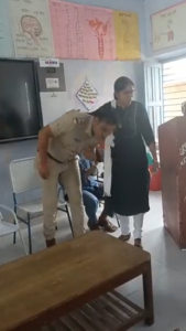 When a school child reached his school posing as a police officer