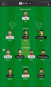 DC vs RCB Dream11 Prediction in Hindi