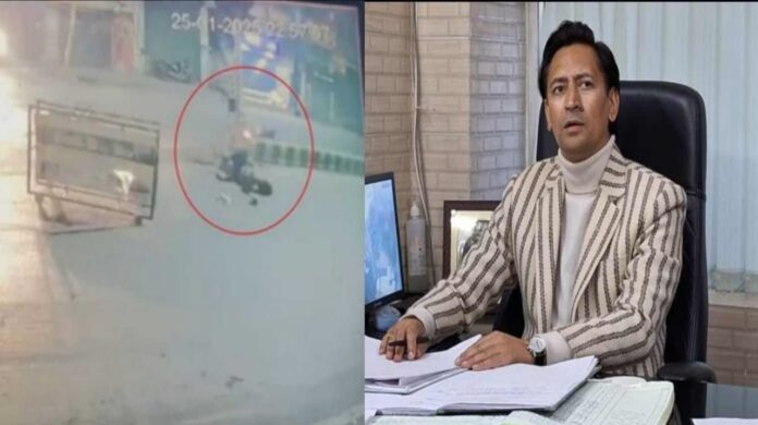 IMG-20250127-WA0005 The bullet rider fled after hitting the employee posted at Kumaon Commissioner Camp.