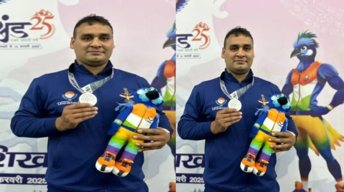 IMG-20250205-WA0002 Rudraprayag's Air Force Jawan Manjul Sharma won a silver medal for Uttarakhand in the National Games